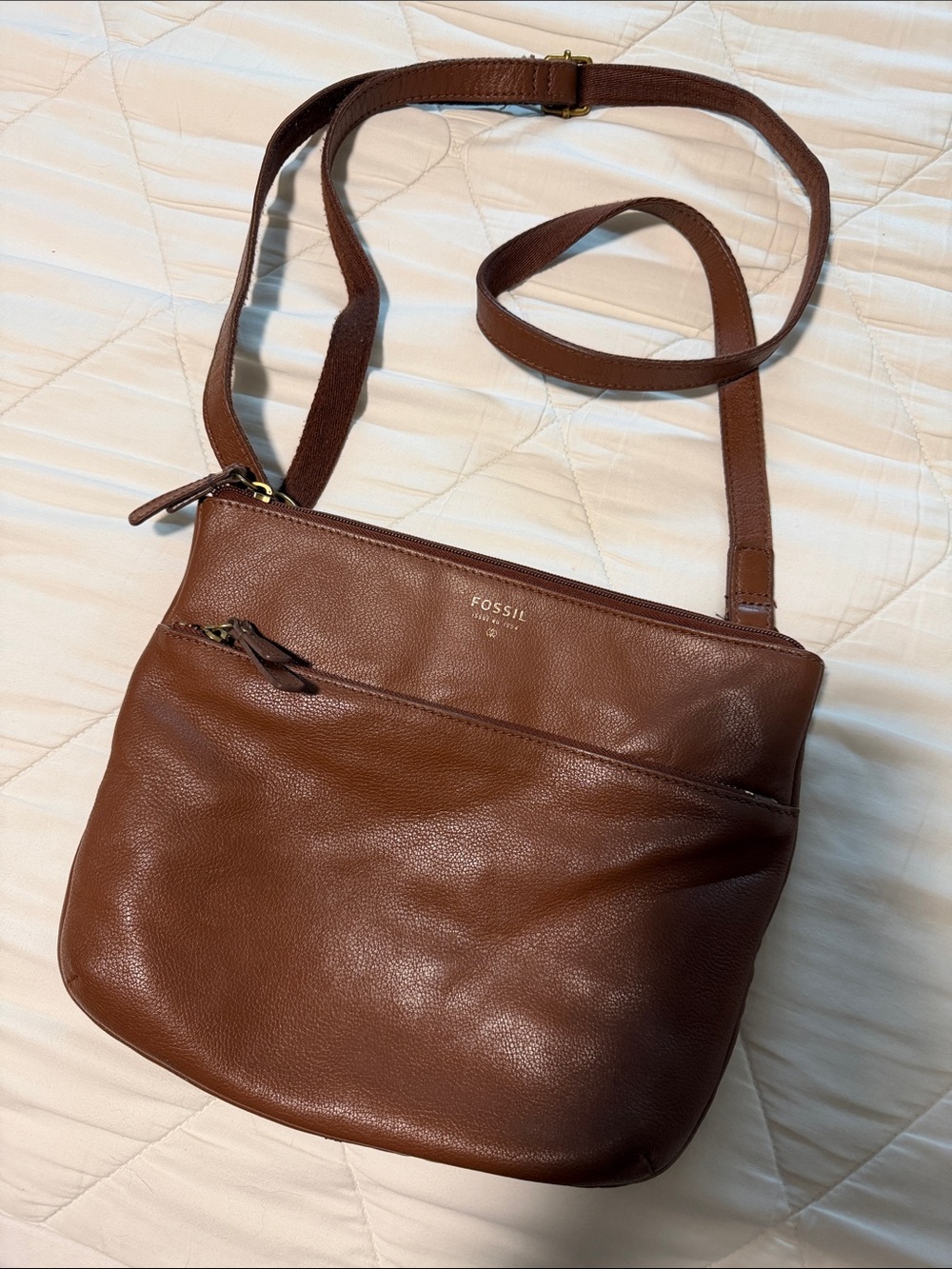 Fossil Brown Leather Crossbody Bag